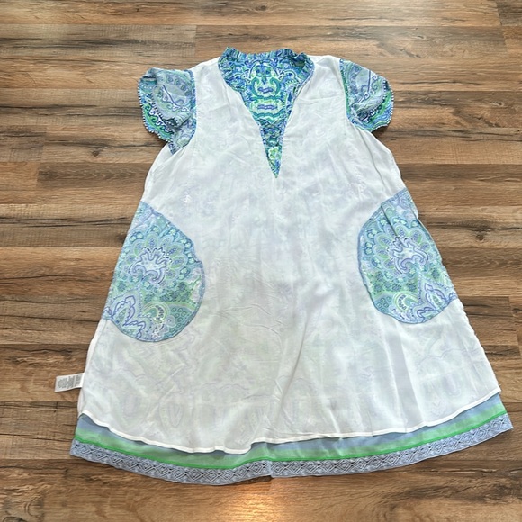 HALEBOB PIN TUCK PLEATS MINI DRESS GREEN Sz SMALL PULLOVER - Picture 13 of 16